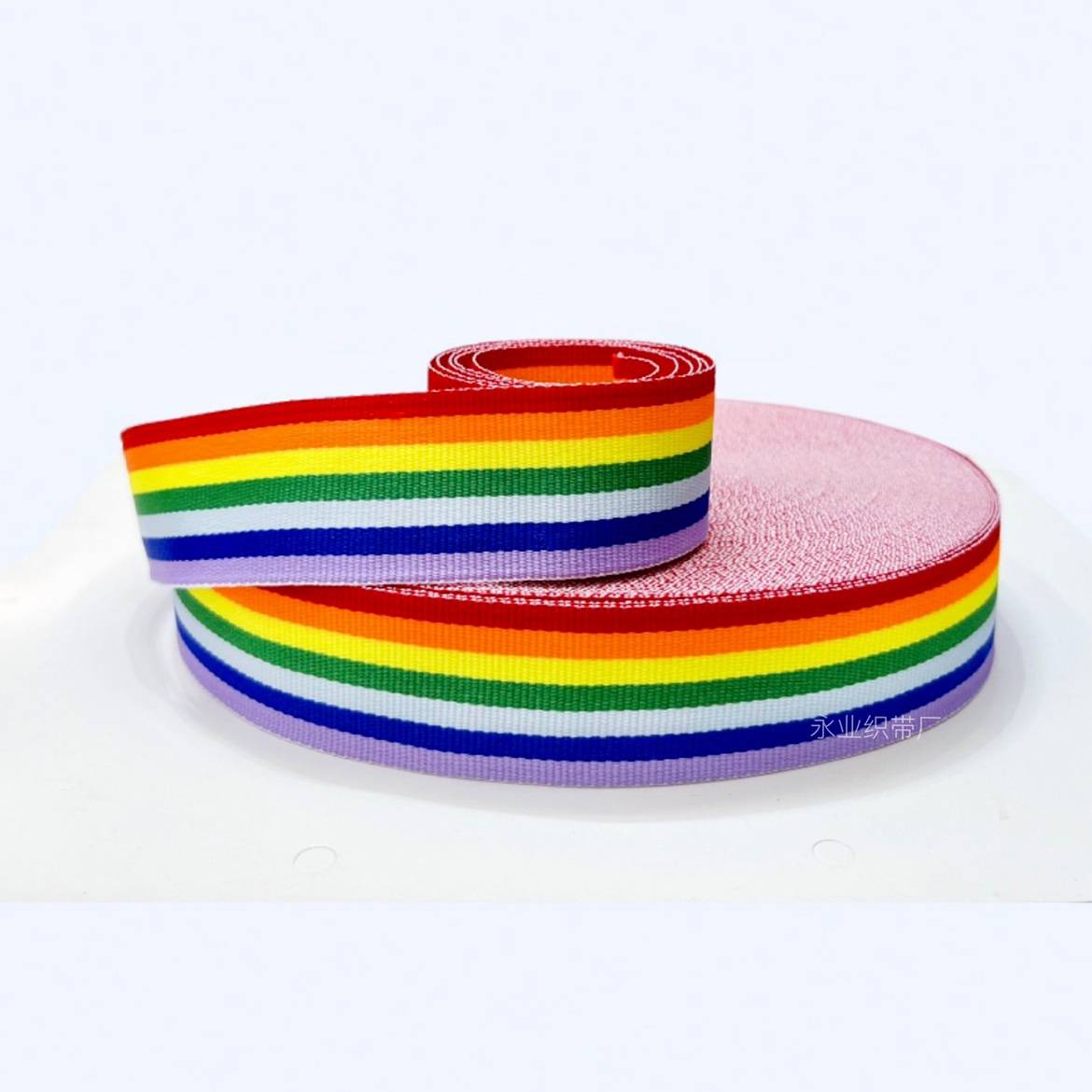 Rainbow woven belt Children climbing frame encrypted fastening flat woven belt colorful polyester band DIY Maza stool belt