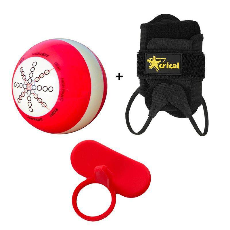 Red and white training ball + training gloves + magic ring (red)