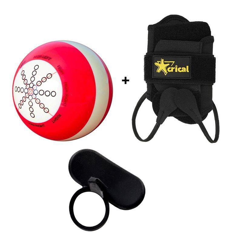 Red and white training ball + training gloves + magic ring (black)