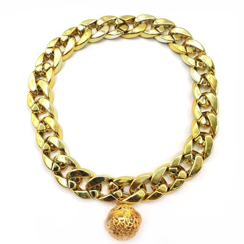 Bringing bell pet necklace method teddy dog big gold chain decorate small and medium -sized dogs and cat gold neck