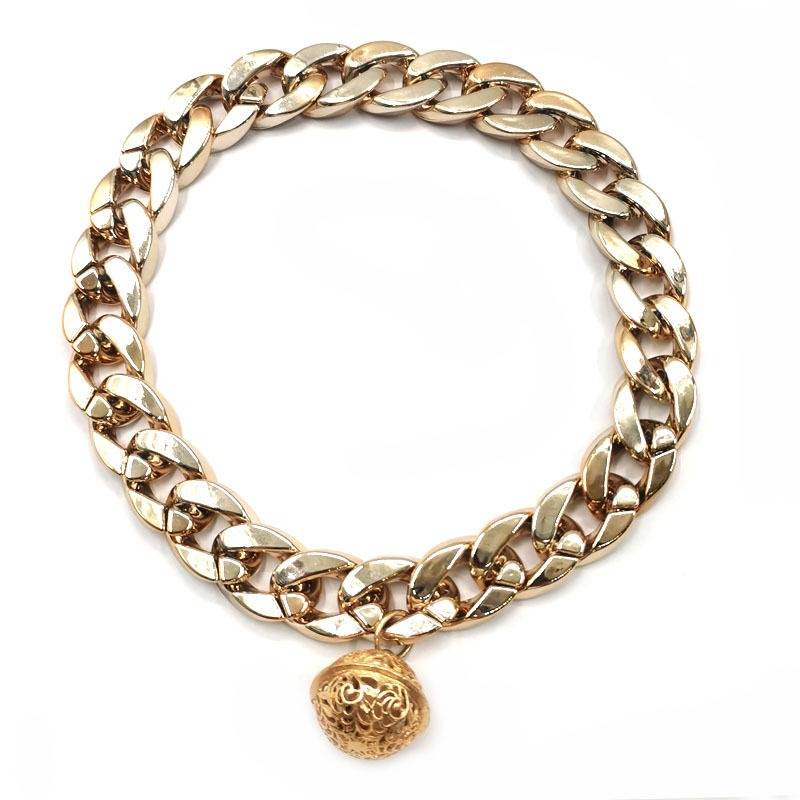 Bringing bell pet necklace method teddy dog big gold chain decorate small and medium -sized dogs and cat gold neck