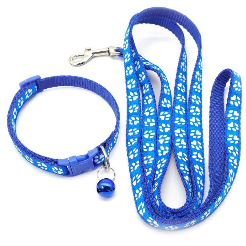 Dog and cat traction rope pet traction collar set Small and medium dog footprint cats dog traction with rope