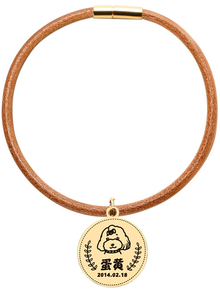 Leather rope Pet collar necklace ring bell cat puppy dog brand cat brand small dog neck ring custom anti -loss accessories