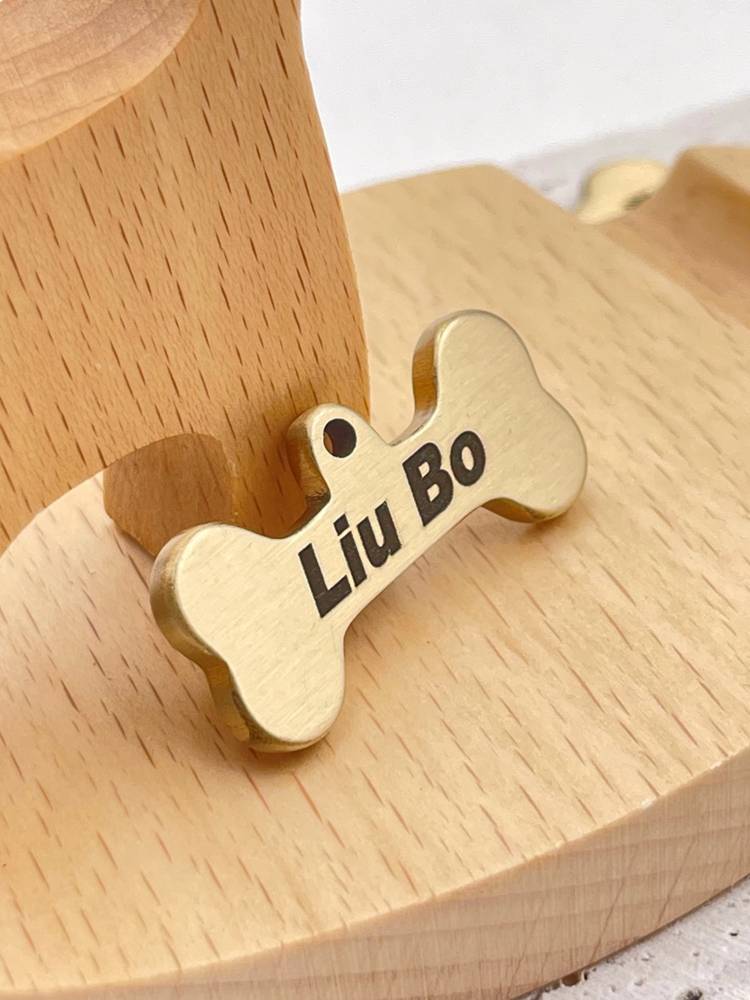 Personality minimalist, solid, solid brass dog brand anti -lost pet identity card laser carving real cowhide collar jewelry