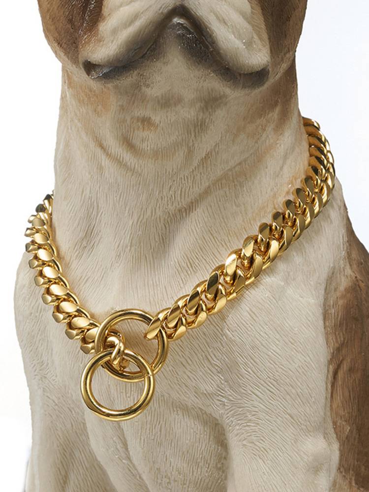 Dog P Chain Neck Circle Metal Dog Chain Dezudi Teddy Dubin small dog training dog stainless steel gold chain dog neck ring