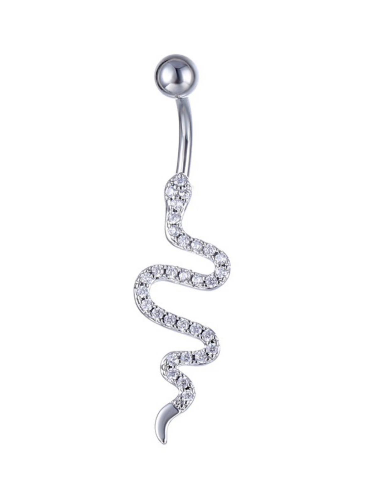 The navel nail is really wearing the navel ring, the snake -type TK fire needs to be perforated sexy belly button anti -allergic stainless steel copper pendant