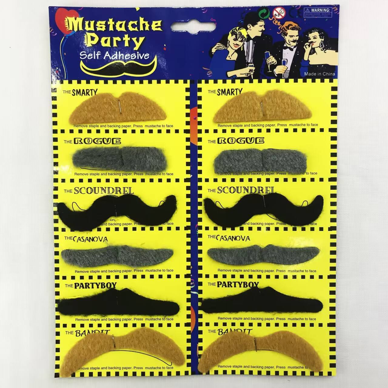 Twelve moustaches