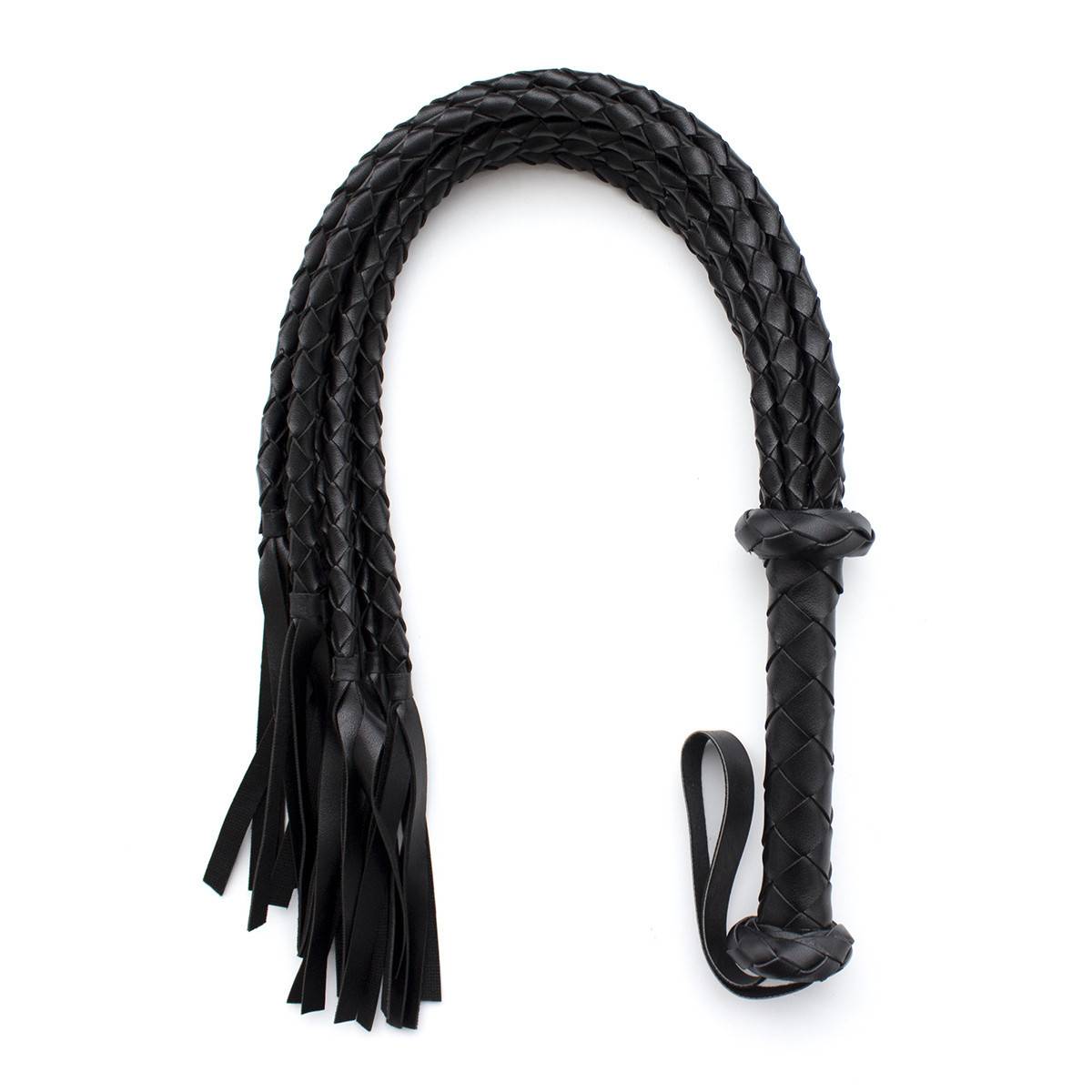 eight black leather lashes, 76cm