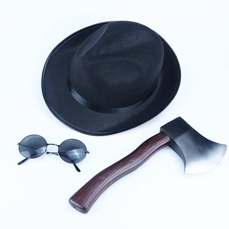 Live room item attracts eye -catching video ax simulation adult gentleman hat high -lecket shooting stage performances