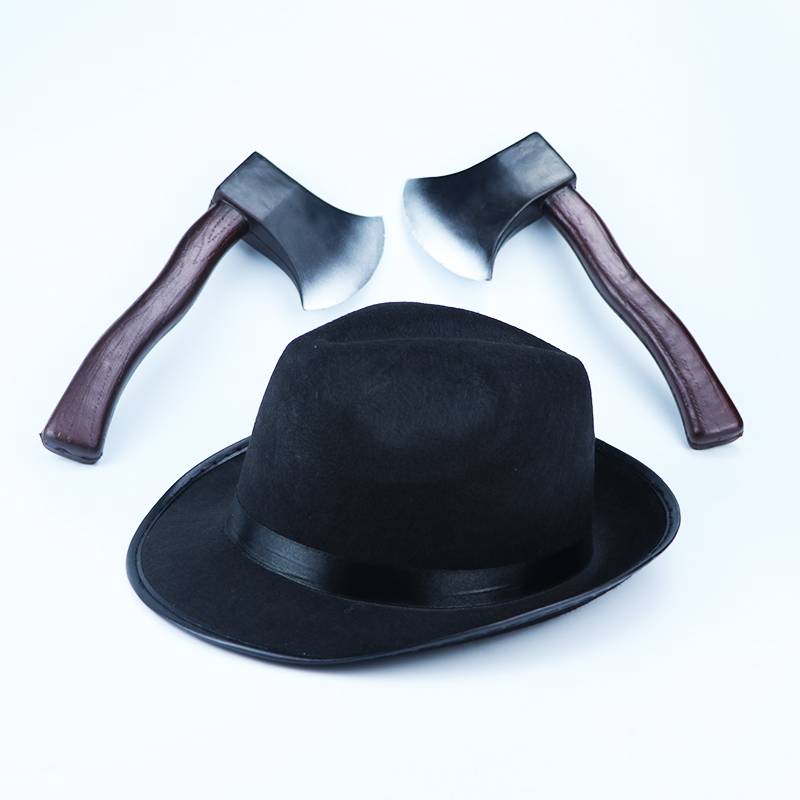 A grown man's hat plus two axes