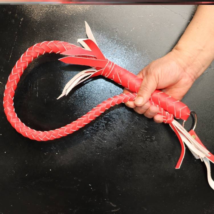 70 centimeters of red, pure bull-skin whips