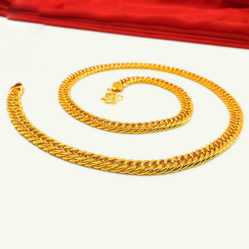Ou currency sand gold necklace men's classic boss Boss Vietnamese golden plower whip necklace female model plated 24k gold couple gold chain