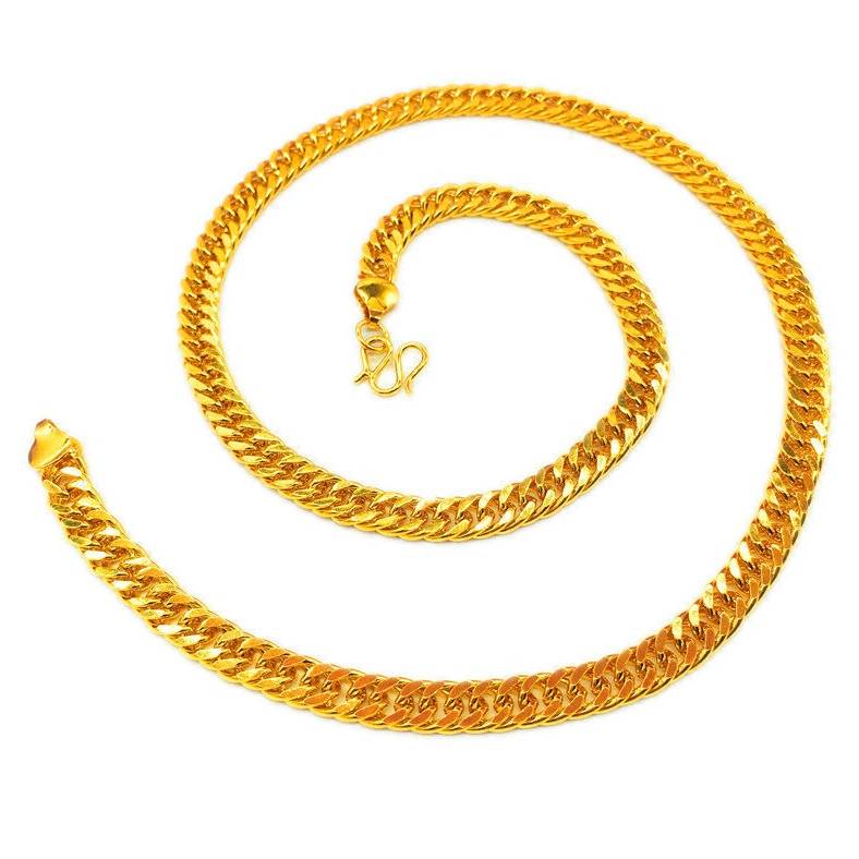 Ou currency sand gold necklace men's classic boss Boss Vietnamese golden plower whip necklace female model plated 24k gold couple gold chain
