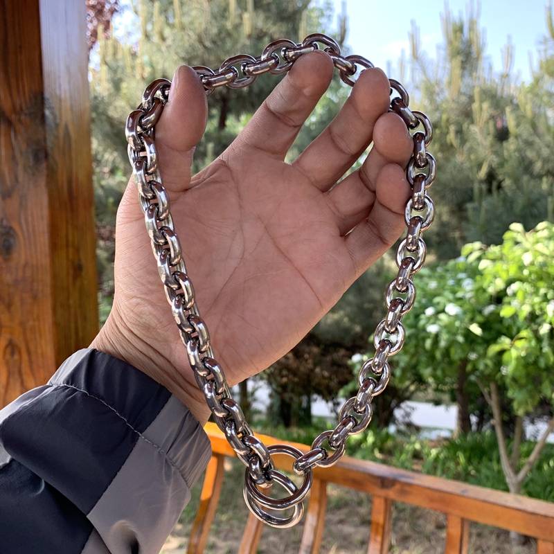 5mm round surface stainless steel dog neck horses dog Dobin medium large dog P chain golden Malabrao neck chain