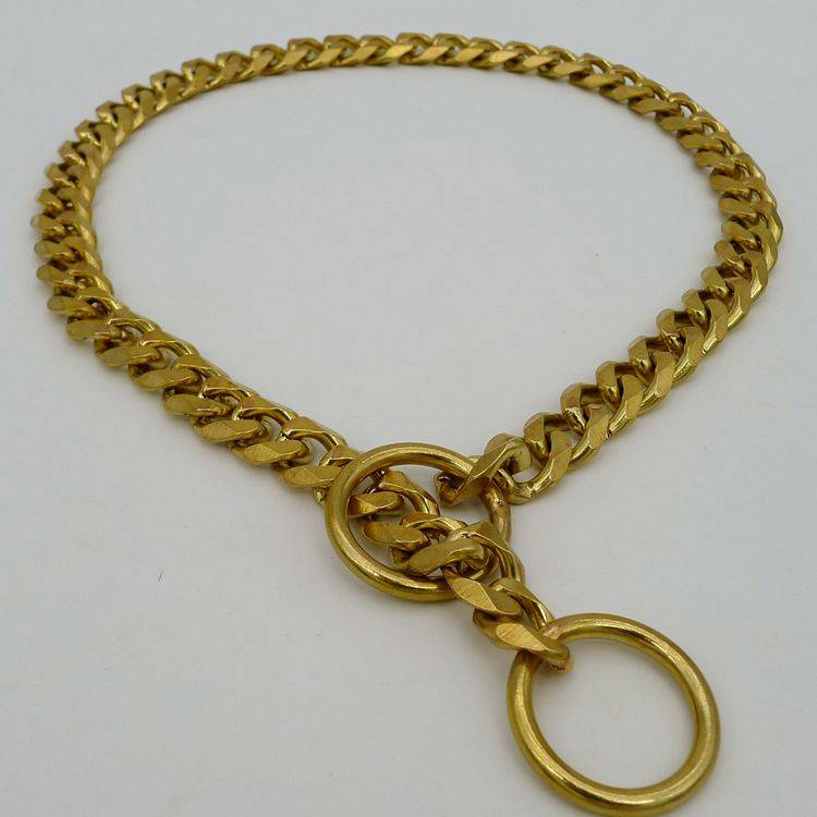 Middle large dogs collar neck ring neck ring, pure copper P -shaped dog chain hexagonal chain training dog Shiba Inu, horses, golden retriever