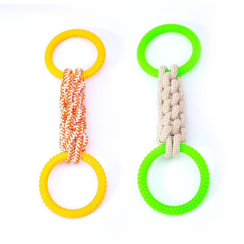 Pet big dog toy toy cotton rope rubber ring molars to bite Kiki -border pastoral golden hair medium large dog tughew river interaction