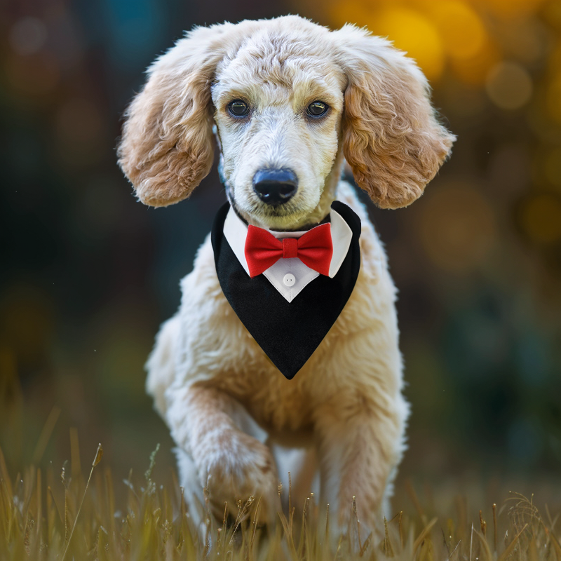 Dog suit triangle scarf wedding bow tie wedding wedding big dog bow tie Ke Fund Mao handsome knot wedding photo