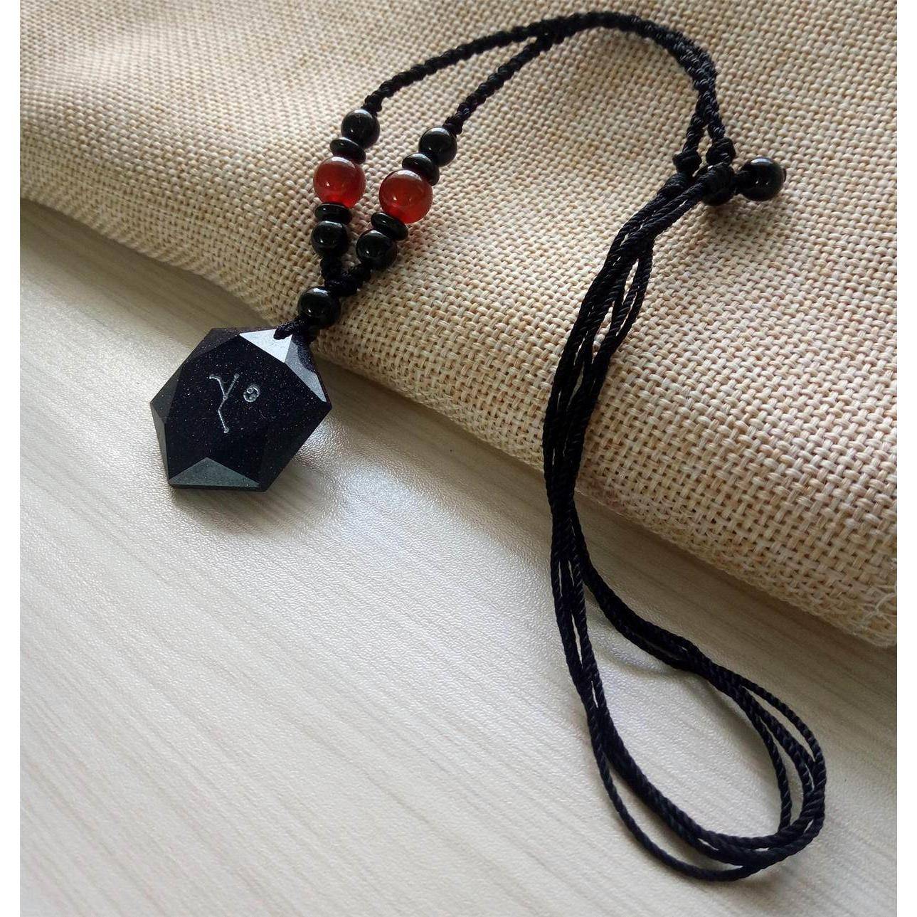 Stone engraving crystal necklace Obsidian six -pointed star pendant art signature men and women couple versatile original design