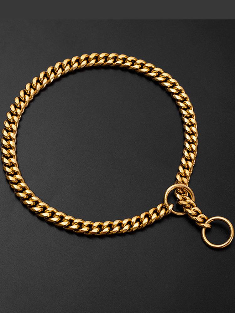 Seamless welding cats and dog necklace pet P chain fine local tyrant gold collar anti -explosion rinse neck rim circular chain small medium -sized dog