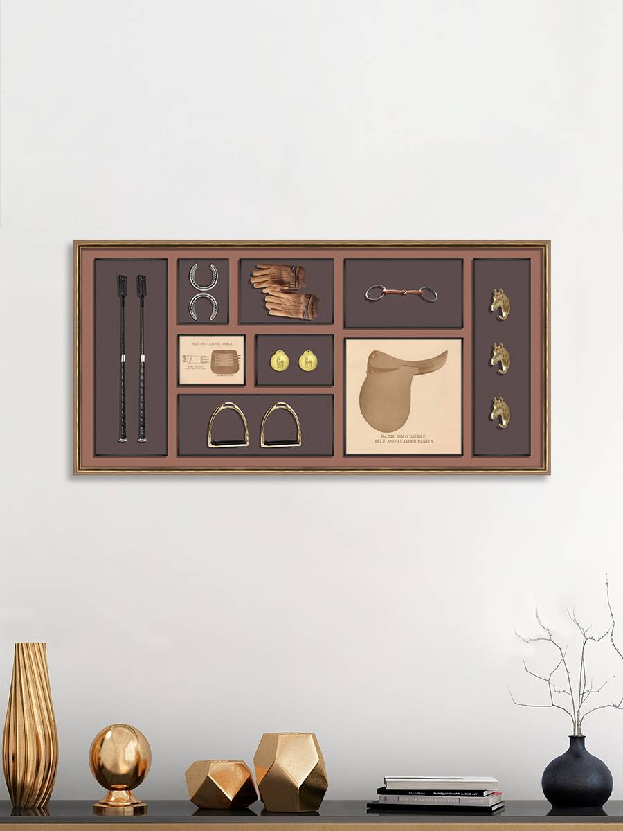 New classical hanging painting minimalist living room Sofa bedroom three -dimensional real objects with boxes of horstroe whip theme single -frame installation