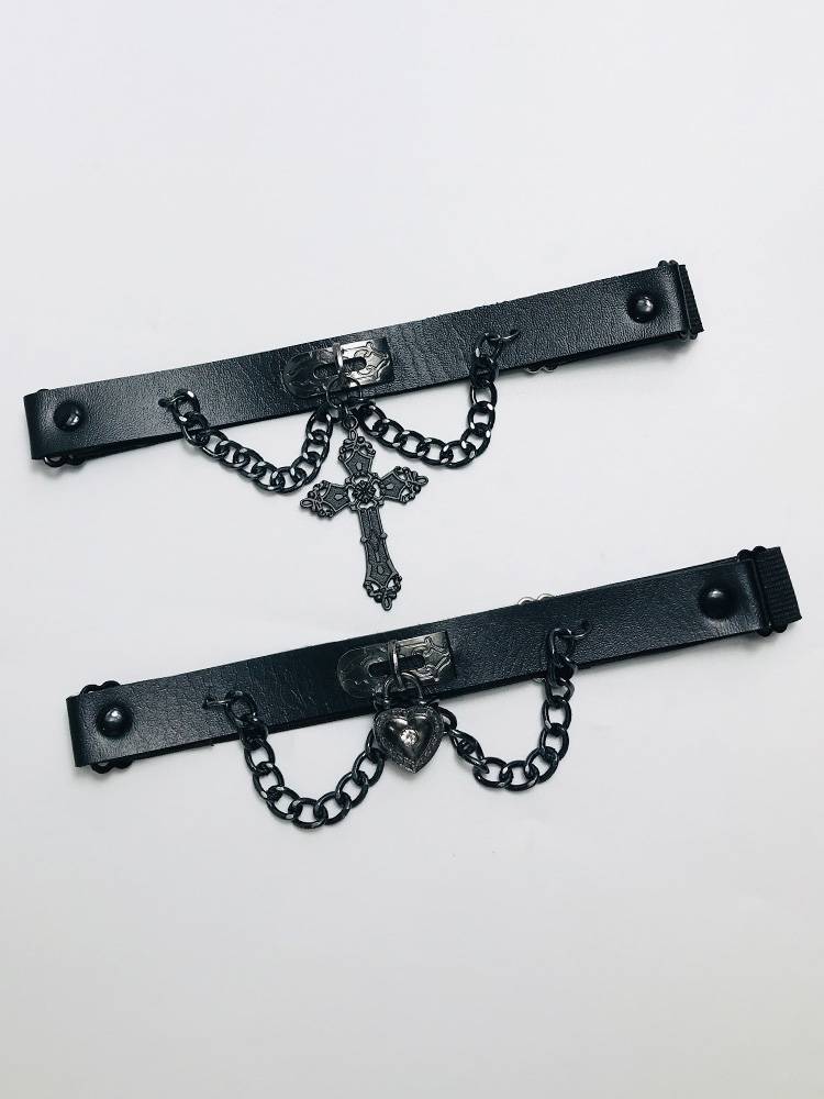 Lolita Diablo -Cross -Best Goto leather leather legged legs ring hot sister Gothic culture thigh strap