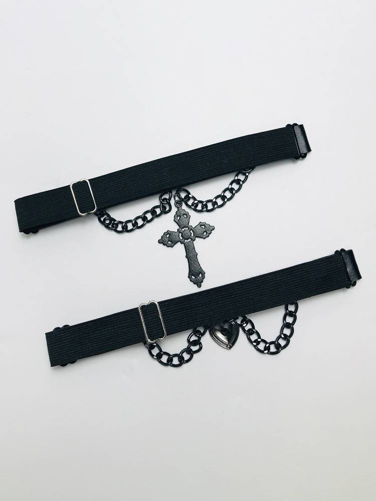Lolita Diablo -Cross -Best Goto leather leather legged legs ring hot sister Gothic culture thigh strap