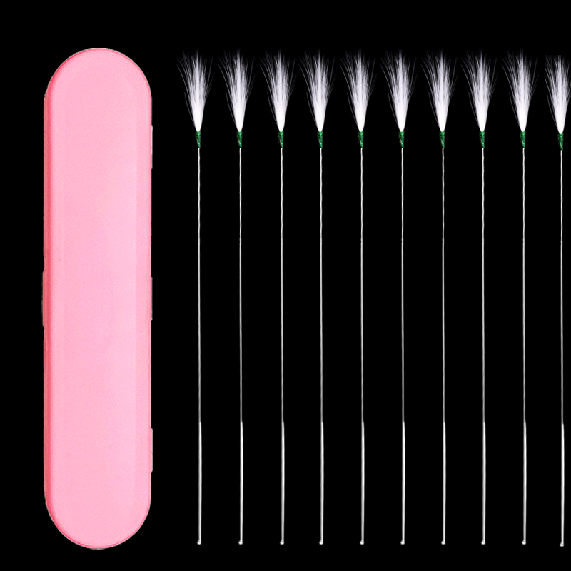 10 sets of silver needles for crane hair (box)