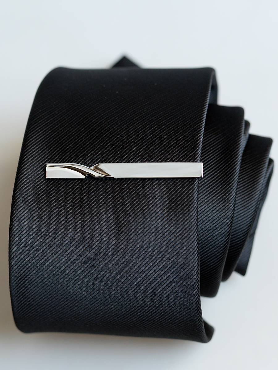 YOUGA Men's Simple Silver Metal Business Bridegirl Marriage Fashion Crystal Professional Security Tie Clamp