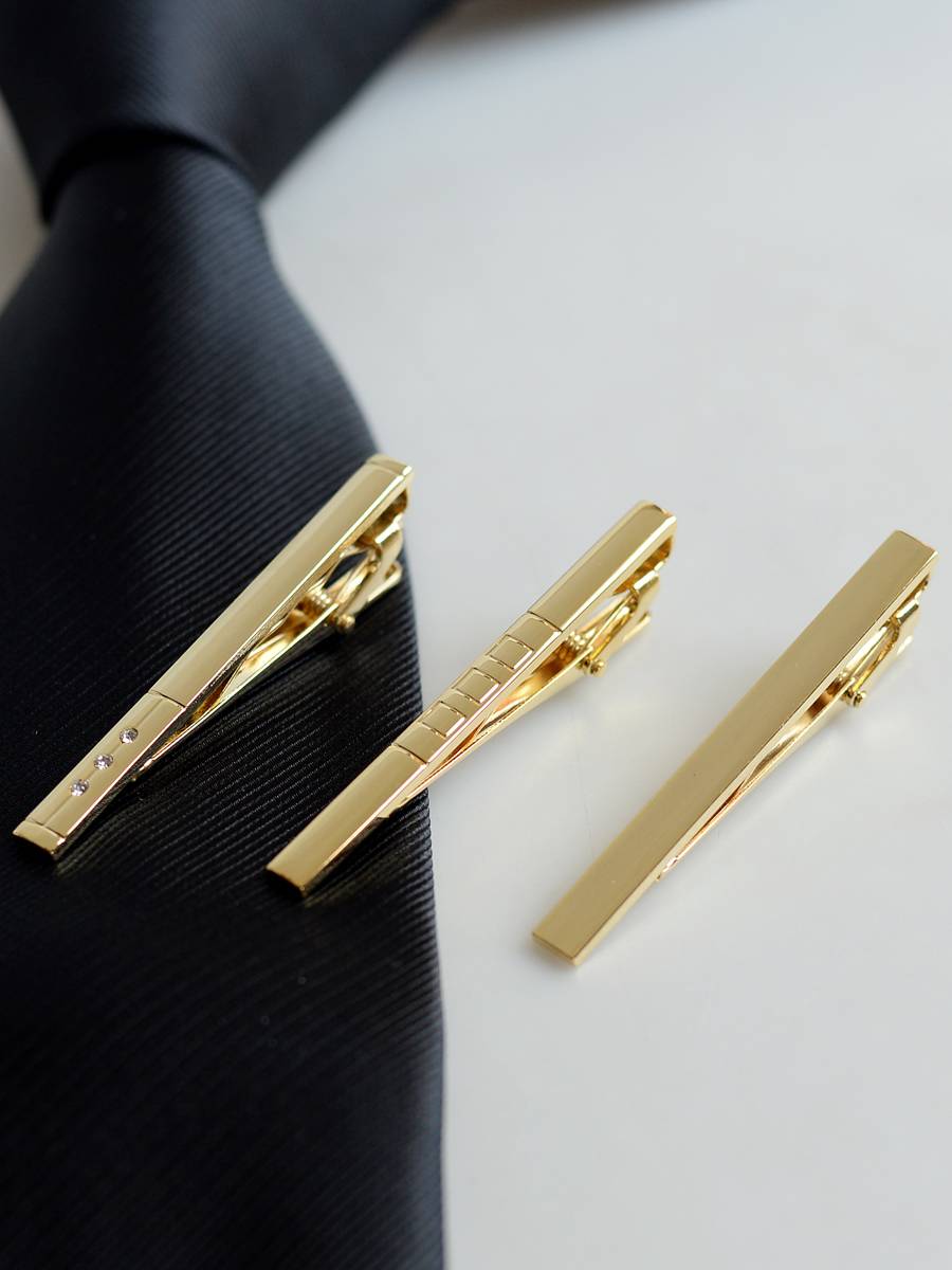 YOUGA Men's Simple Silver Metal Business Bridegirl Marriage Fashion Crystal Professional Security Tie Clamp