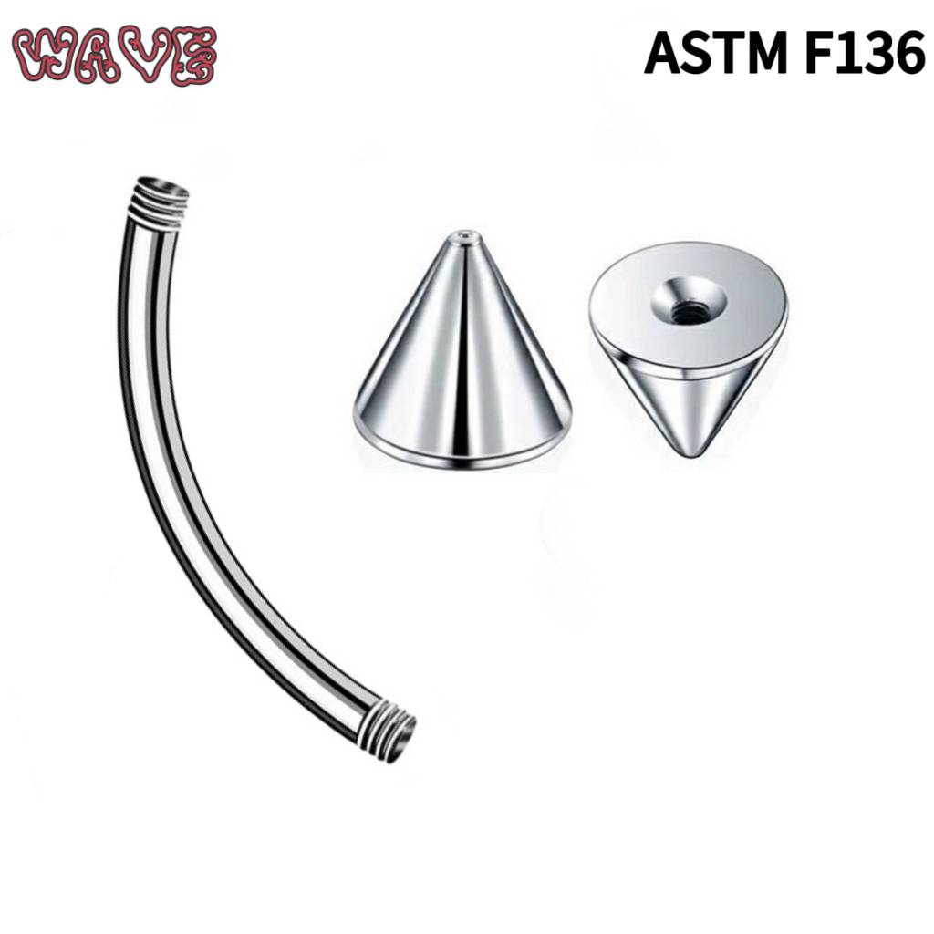 F136 medical grade pure titanium alloy pointed pointed pointed pooped eyebrow nose nose bridge ROOK nails outer thread magic nail prevention allergies