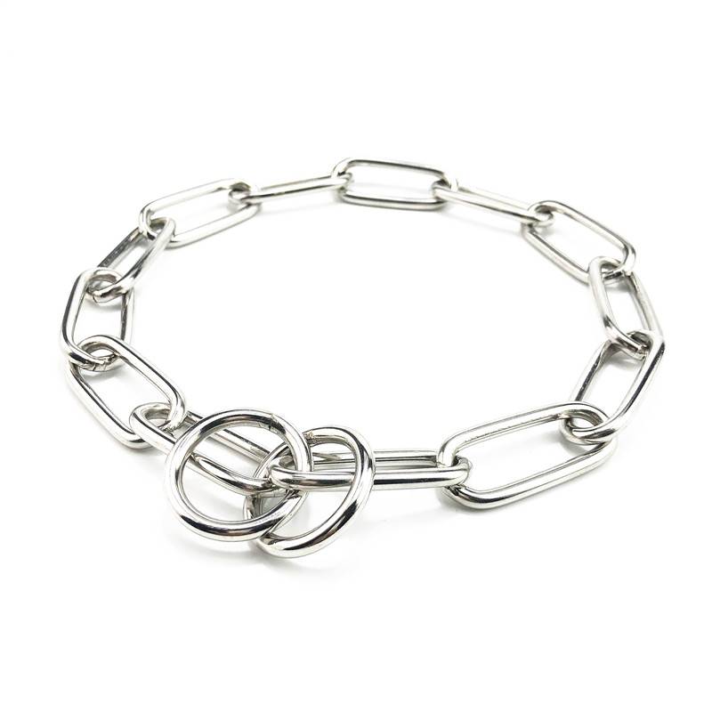 Stainless steel P chain dog collar De Moro Veorne golden retriever medium large dog training dog control dog chain neck cover