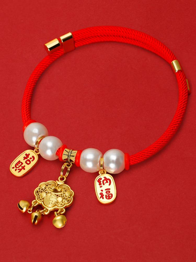Cat collar long -life lock puppy kitten necklace bell, silent neck decoration pet, new year pendant neck jewelry