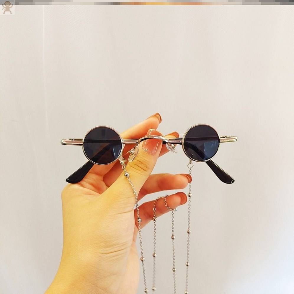 Silver frame black and gray lens bag + mirror cloth