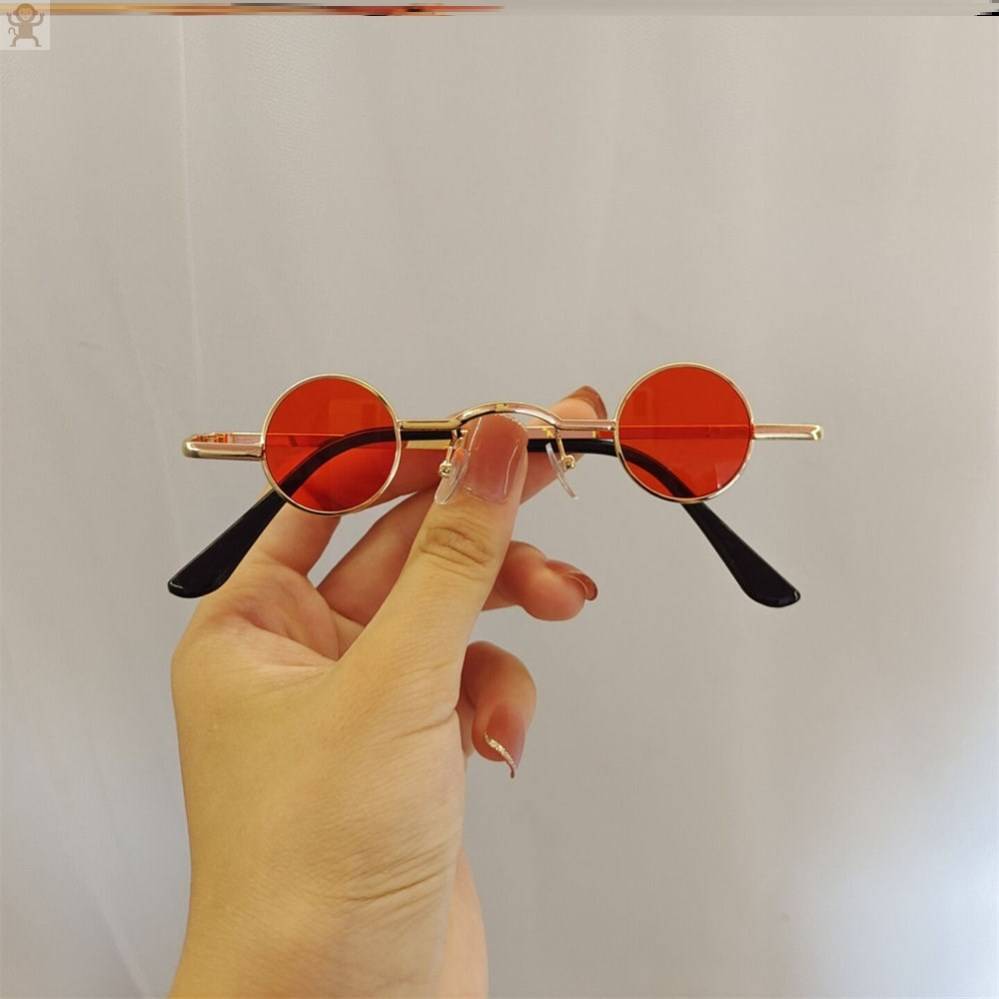 Golden frame red lens bag + mirror cloth