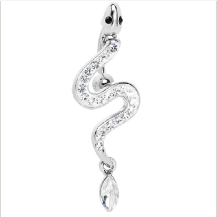 The new puncture umbilical ring accessories medical steel anti -allergic thick needle pendant belly buckle sexy little snake inverted umbilical nail