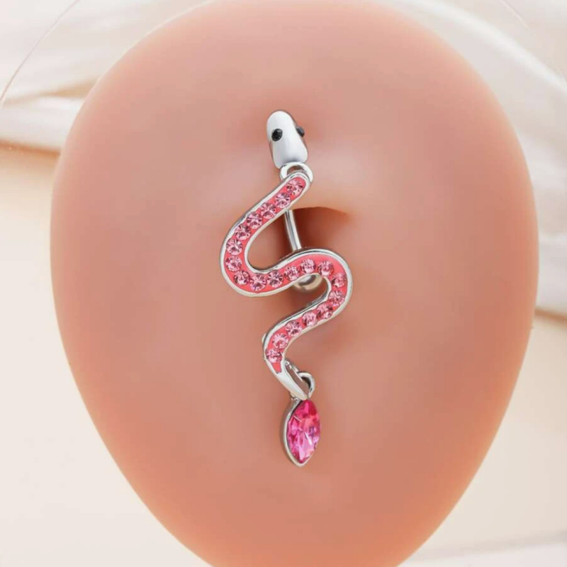 The new puncture umbilical ring accessories medical steel anti -allergic thick needle pendant belly buckle sexy little snake inverted umbilical nail