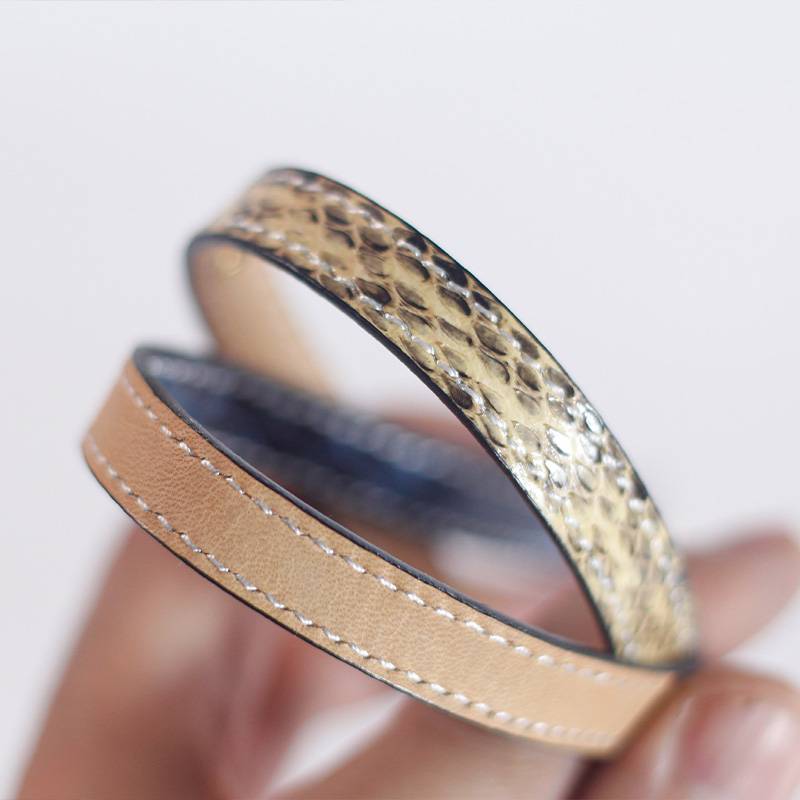 Fat Uncle Skin Mansion | Handmade natural snakeskin, cowhide pet collar s hook, simple wind neck ring can be used with holes