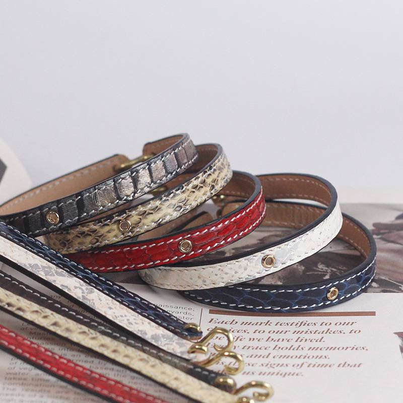 Fat Uncle Skin Mansion | Handmade natural snakeskin, cowhide pet collar s hook, simple wind neck ring can be used with holes