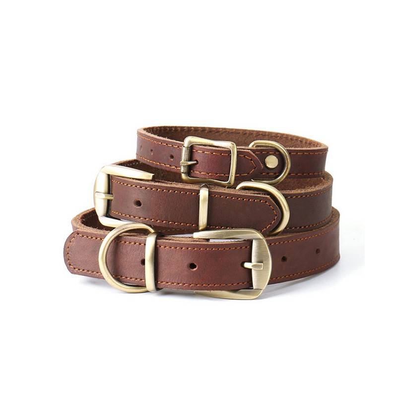 Pet dog dog cowhide collar traction rope small, medium large dog ring golden retamer, dog German animal husbandry edge shepherd cord neck ring