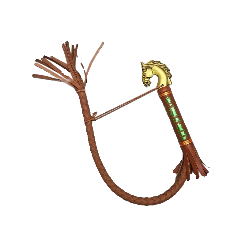 Leather horse head whip Mongolian art craft children's entertainment stage performance sheep equestrian photography decoration 