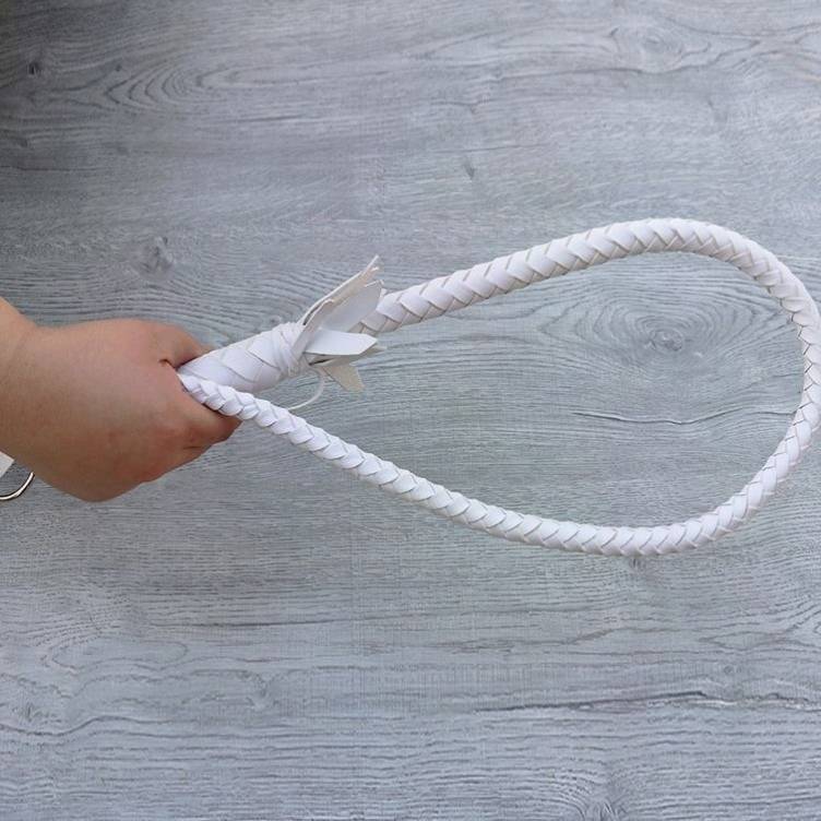 WHITE 70 CM LEATHER HANDLE - B67
