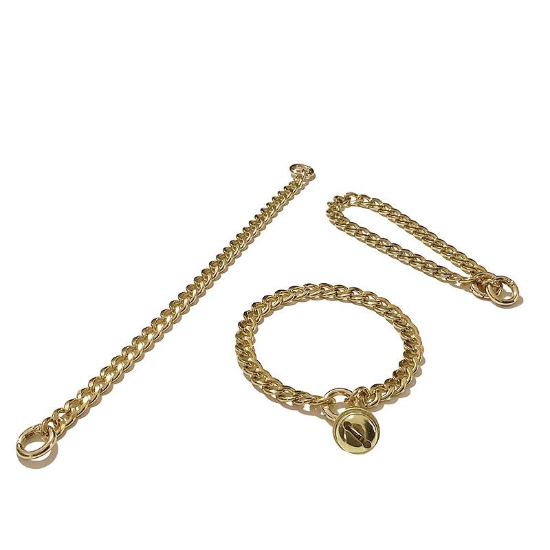 Pet collars send bells hanging cats, dogs and dog necklace stainless steel P necklace big gold chain puppy cat universal