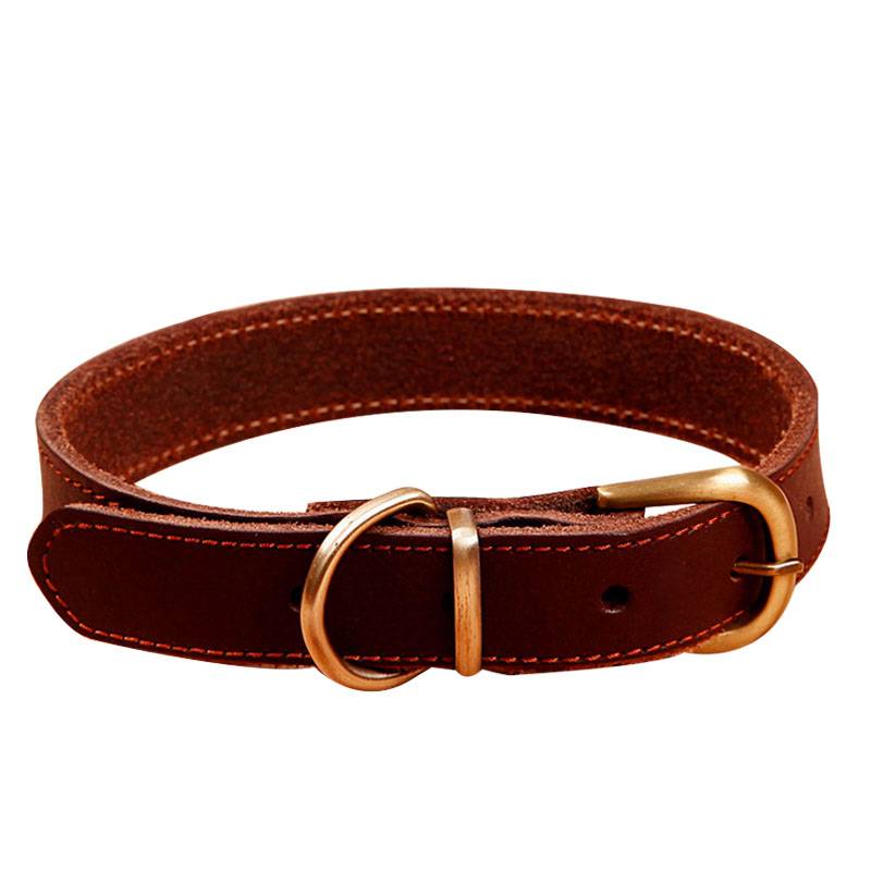Cowhide dog collar neck ring can regulate pet neck ring large dog golden wool cow Shiba Inu Hasch dog circle