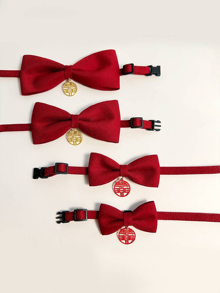 Dog collar red hi character clothes, cat wedding, decorative big dog Labrador golden retriever pet decorative neck ring