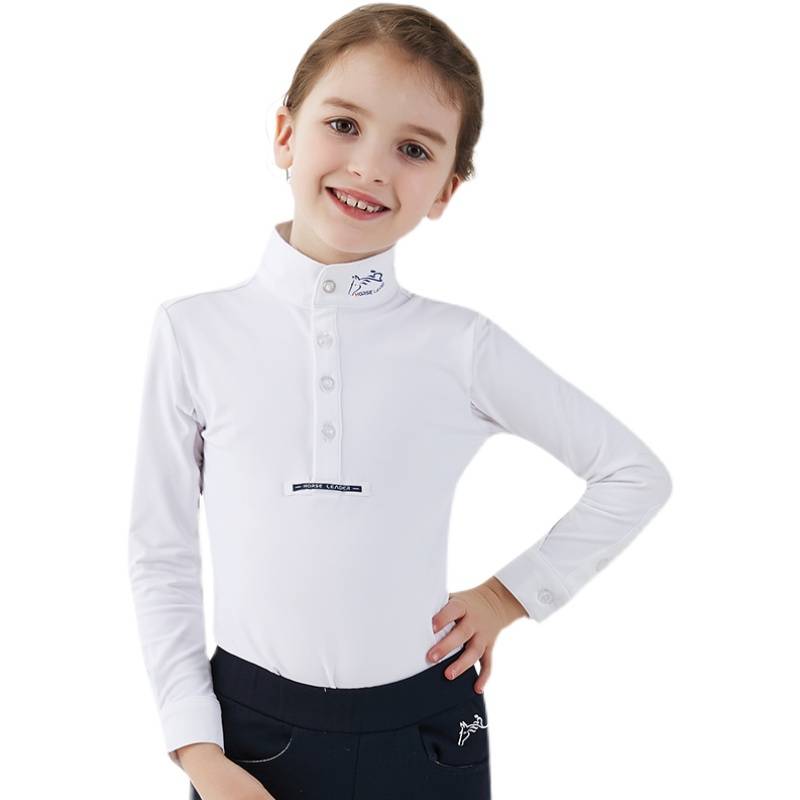 Children's equestrian equipment long -sleeved T -shirts spring and autumn breathable olful equestrian competition standing lead girl knight clothing top
