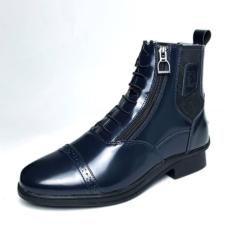 Children's horse boots equestrian boots cowhide breathable short tube dual zipper elastic retro horse boots Knight equipment riding rider boots