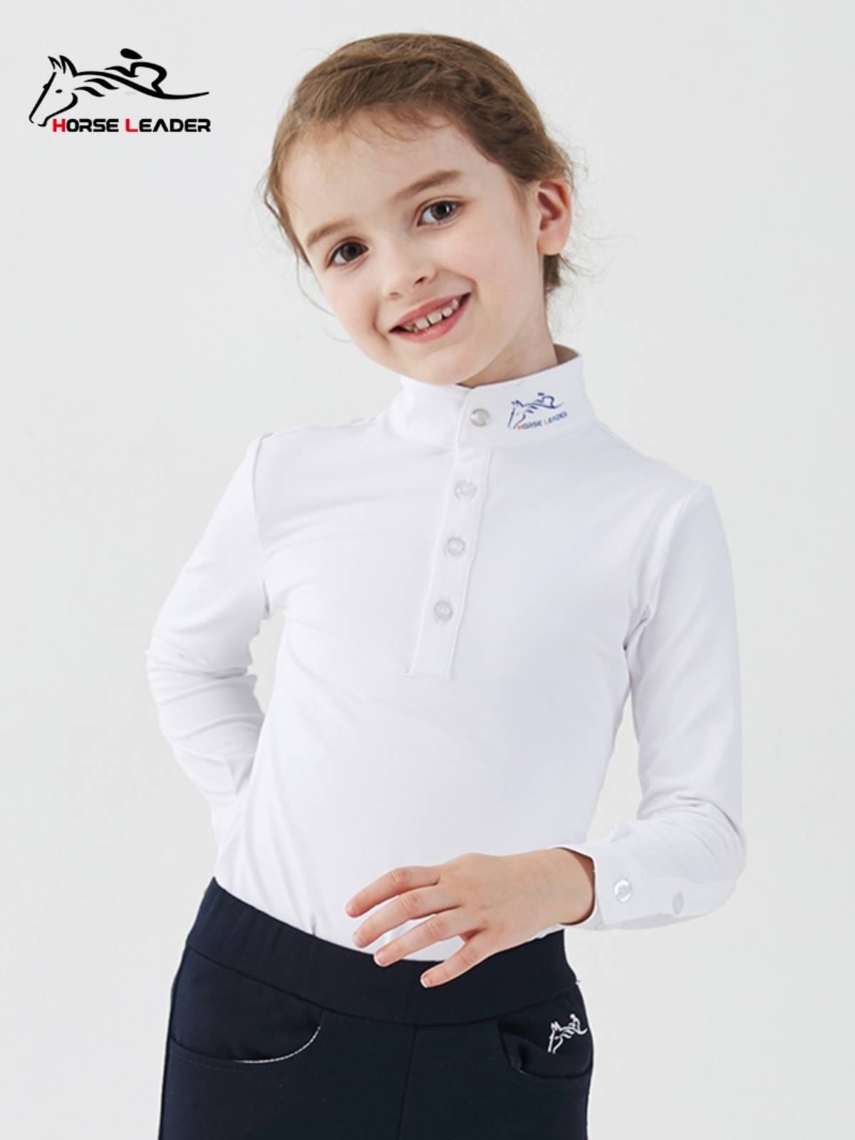 HorseLeader Children's Equestrian Equipment Long -sleeved T -shirt Speed Equestrian Competition Finding Cavaliers
