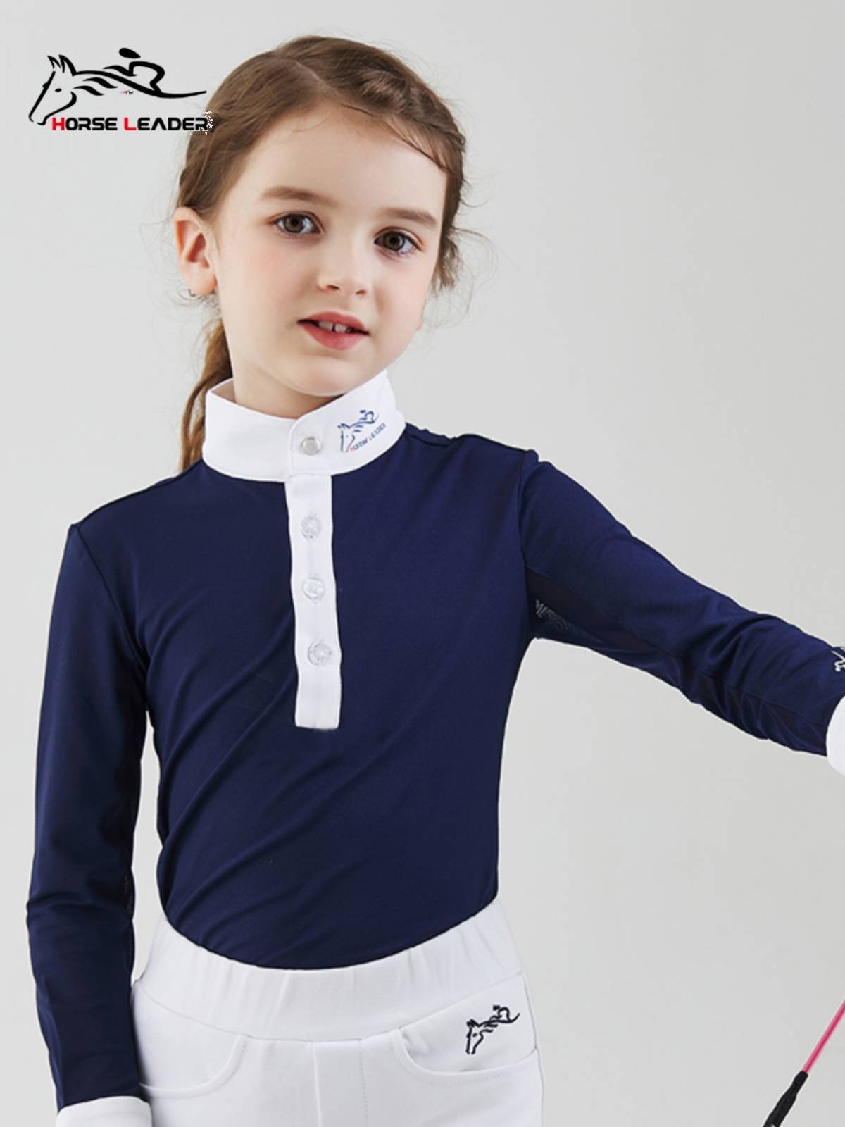 HorseLeader Children's Equestrian Equipment Long -sleeved T -shirt Speed Equestrian Competition Finding Cavaliers