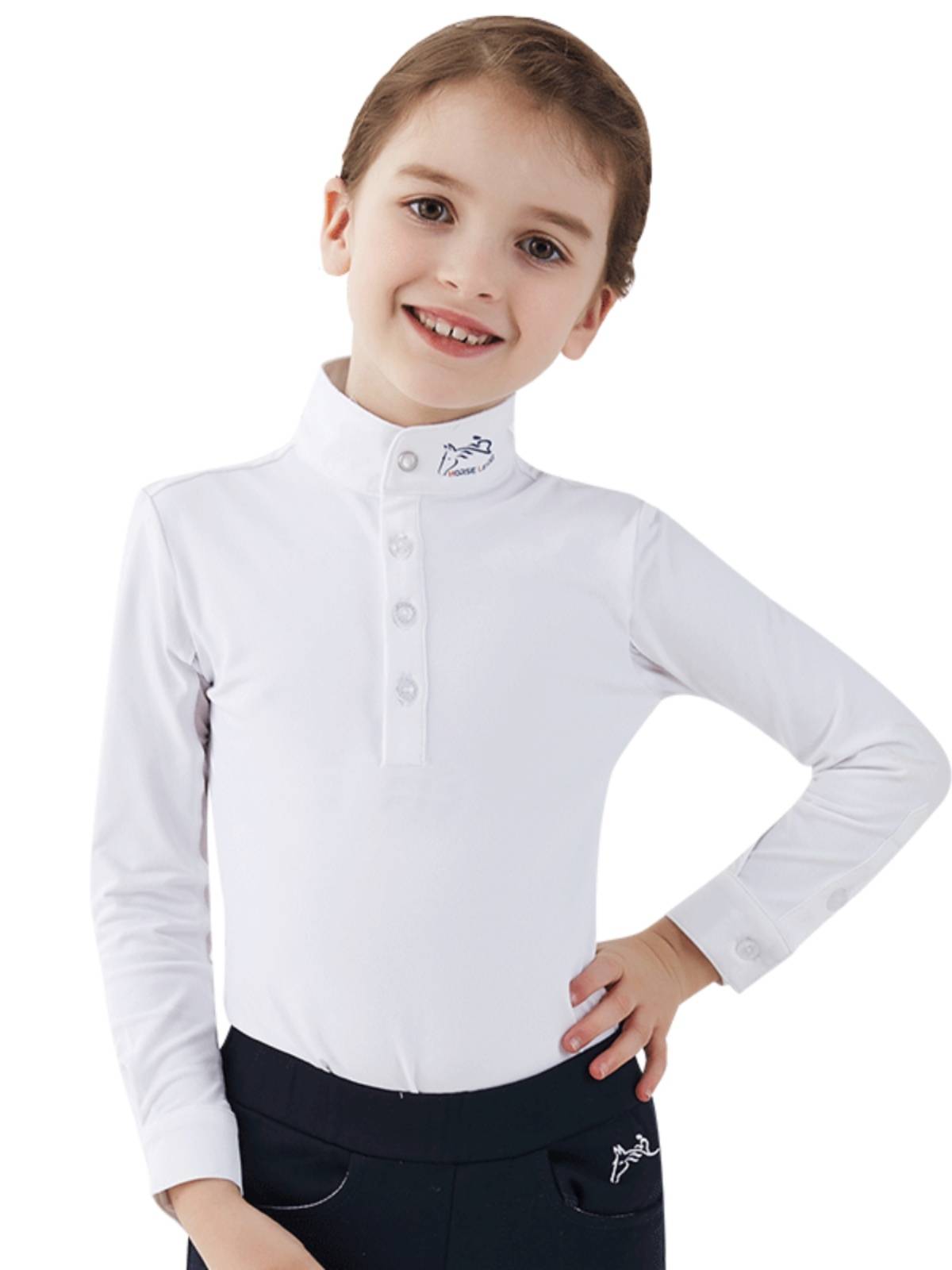 HorseLeader Children's Equestrian Equipment Long -sleeved T -shirt Speed Equestrian Competition Finding Cavaliers