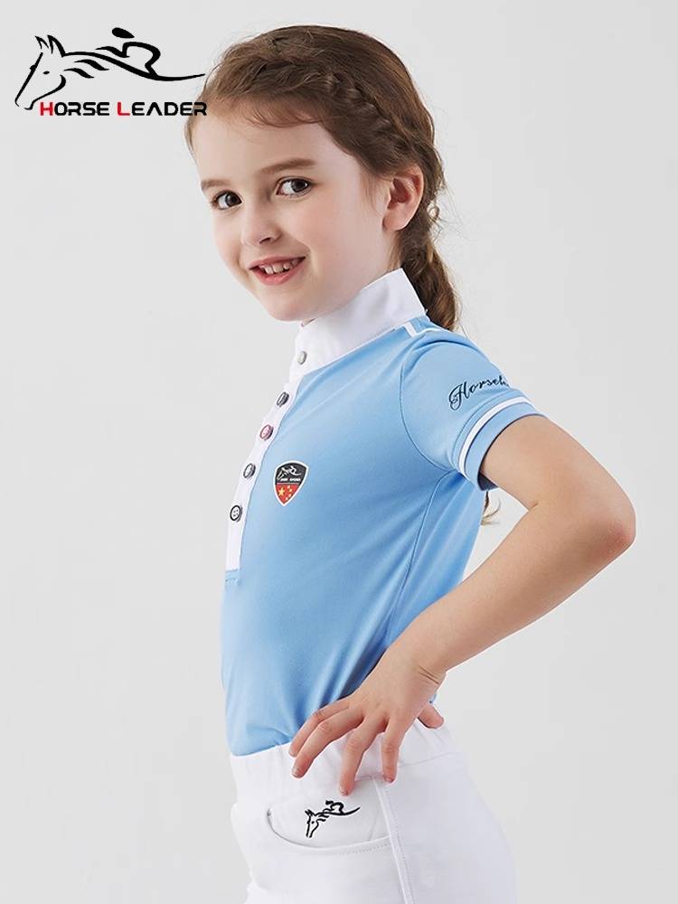 HorseLeader Summer Equestrian T -shirt Short -sleeved Equestrian Clothing Knight Equipment Polo Polo